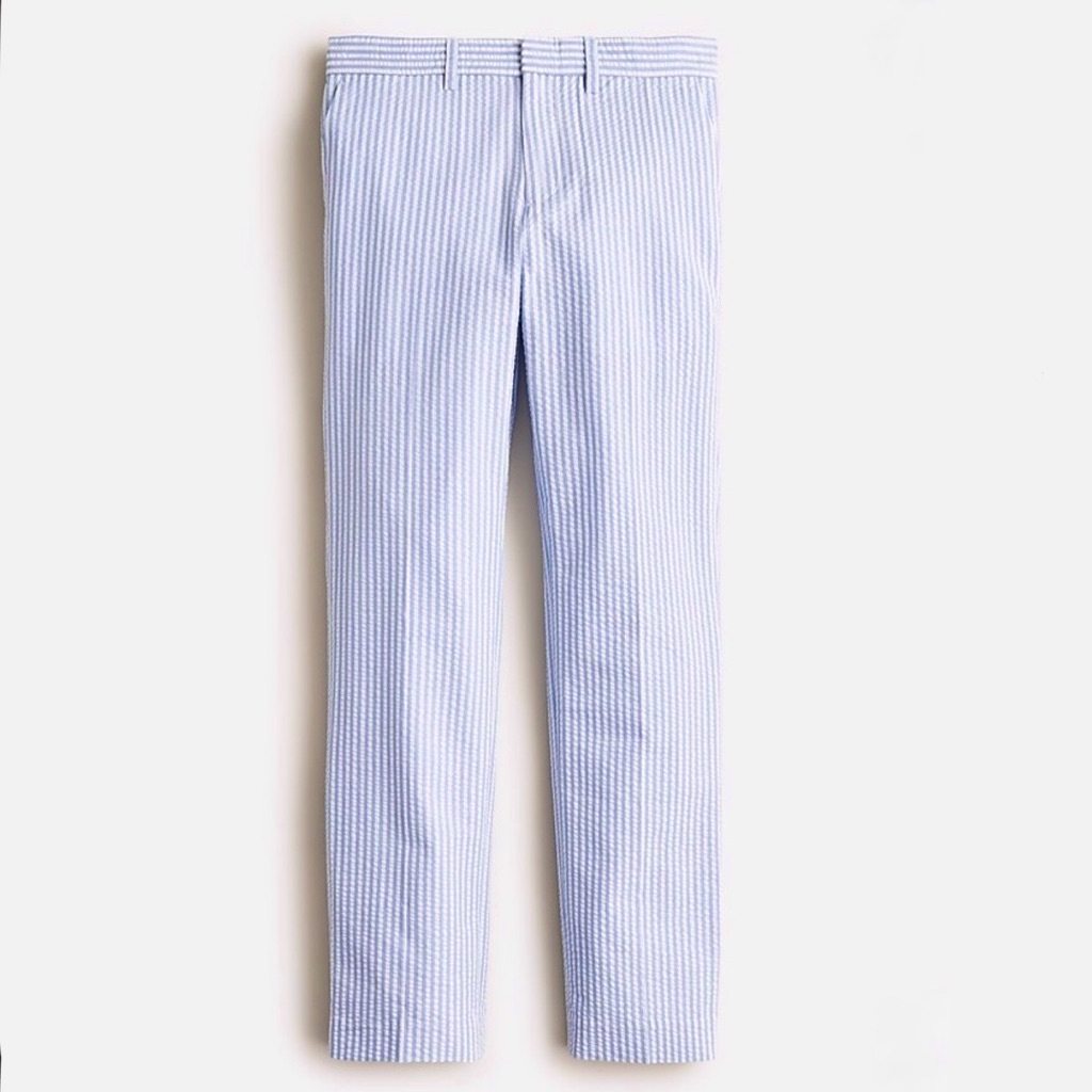 Nwt Crewcuts Blue Seersucker Ludlow Slim Pants